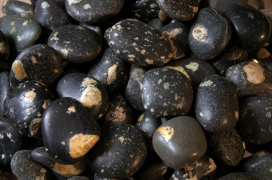 Dark Basalt Stone Knobs | Brass Base
