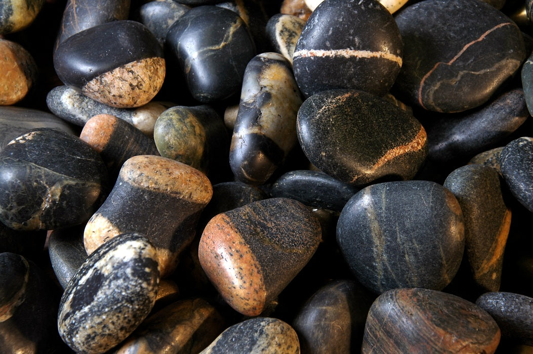 Dark Basalt Stone Knobs | Brass Base