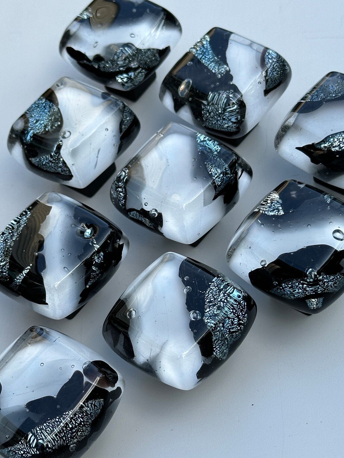 Black Ice - Silver - Custom Glass Cabinet Knob - Ann Ivory Studios