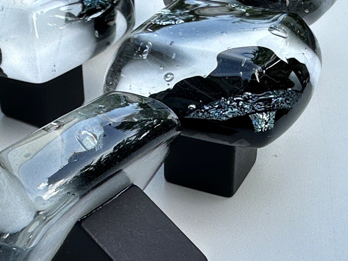 Black Ice - Silver - Custom Glass Cabinet Knob - Ann Ivory Studios