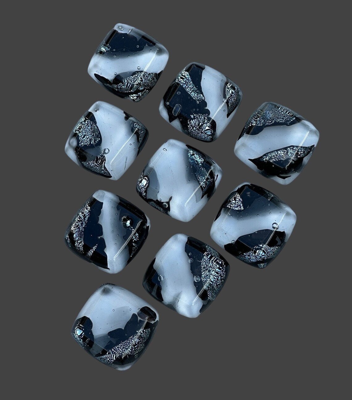 Black Ice - Silver - Custom Glass Cabinet Knob - Ann Ivory Studios
