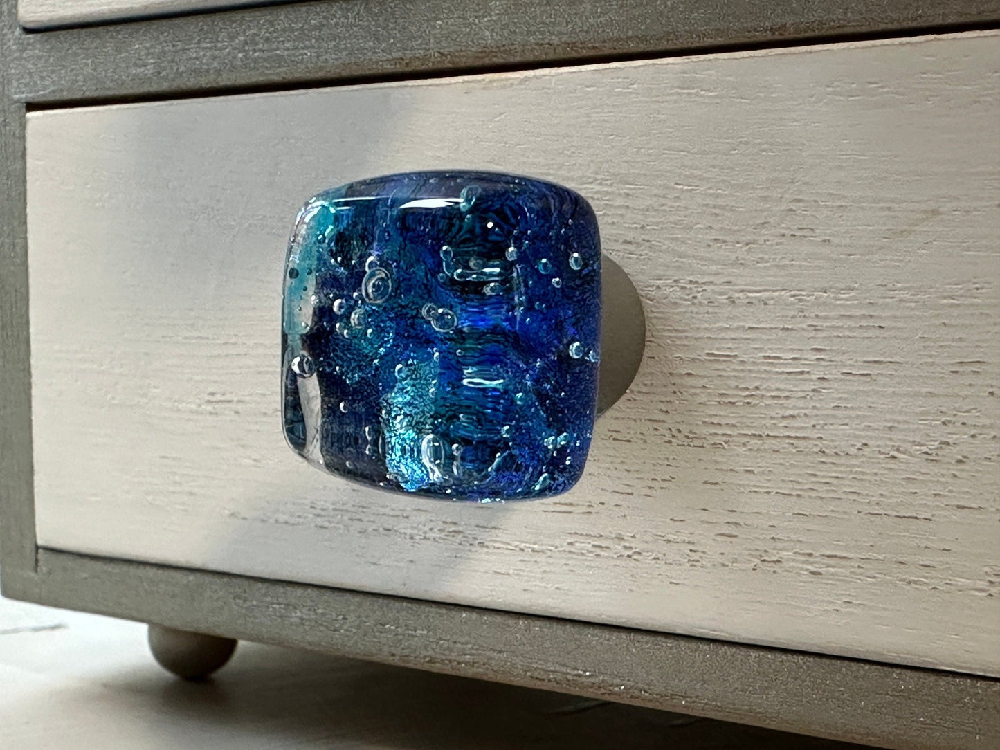 Blue Bayou Glass Knobs - small size, handmade in USA - Ann Ivory Studios