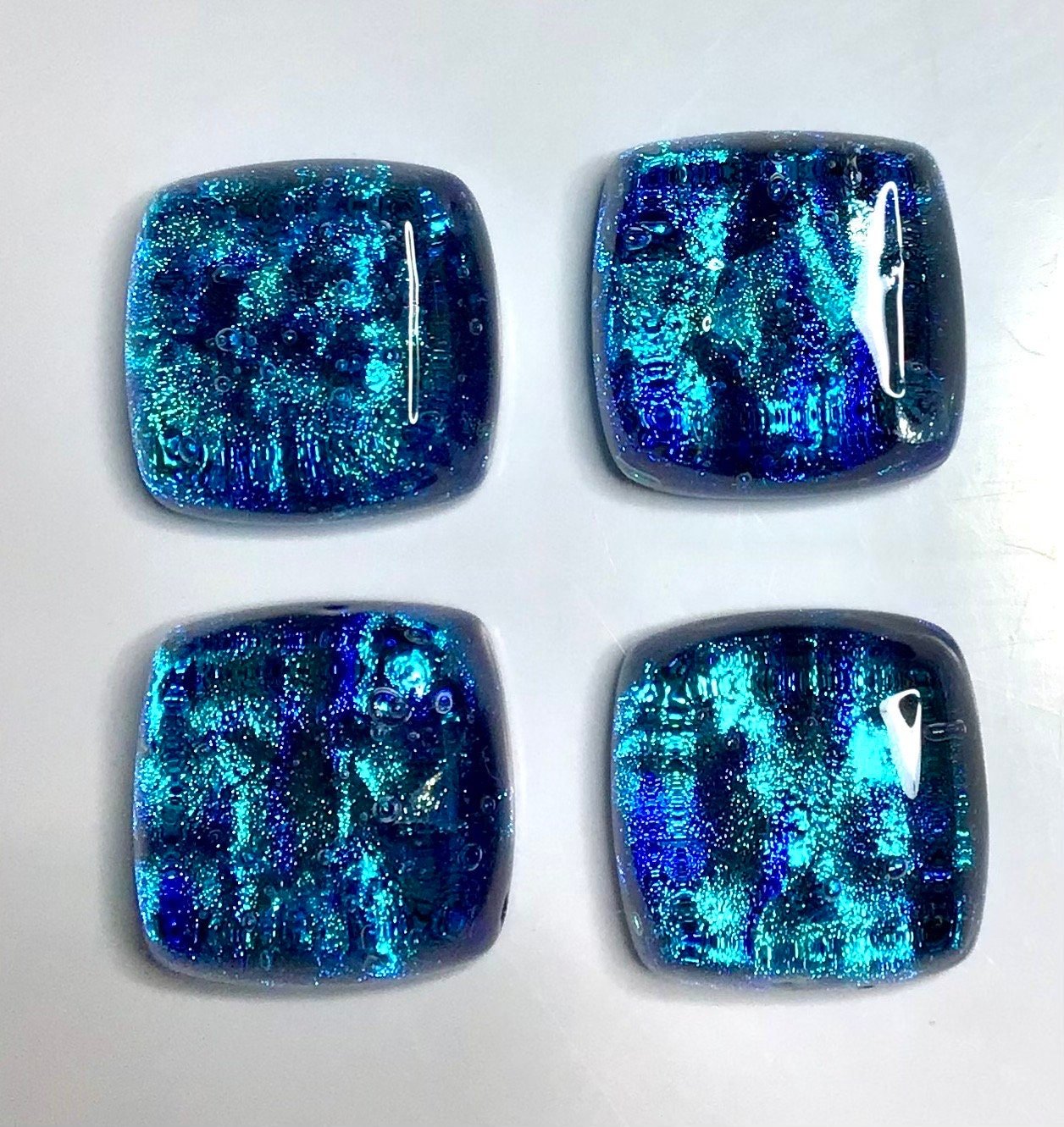 Blue Bayou Glass Knobs - small size, handmade in USA - Ann Ivory Studios