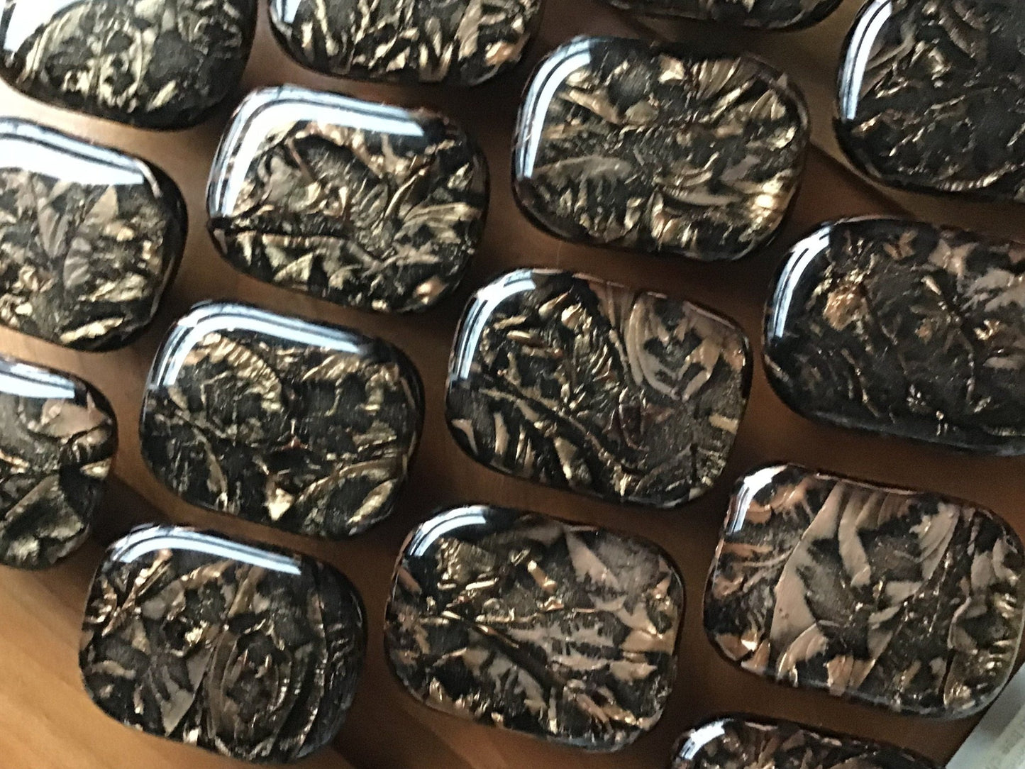 Bronze and Black glass cabinet knob, Elegant and Classy knob, bronze frost glass with black drawer pull - Ann Ivory Studios