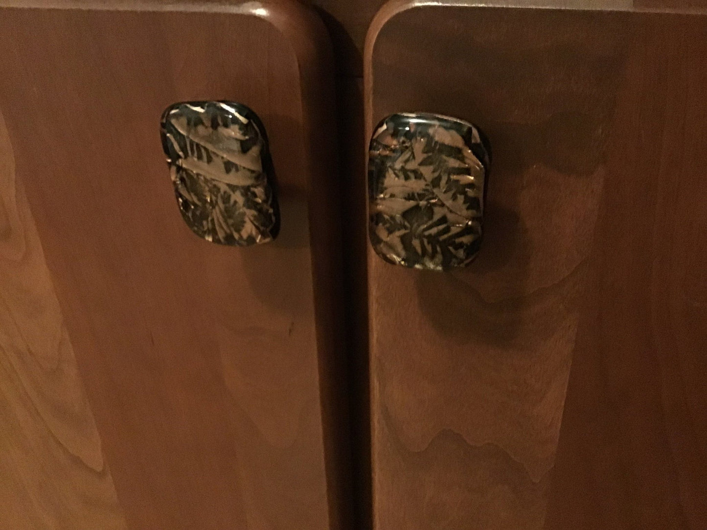 Bronze and Black glass cabinet knob, Elegant and Classy knob, bronze frost glass with black drawer pull - Ann Ivory Studios