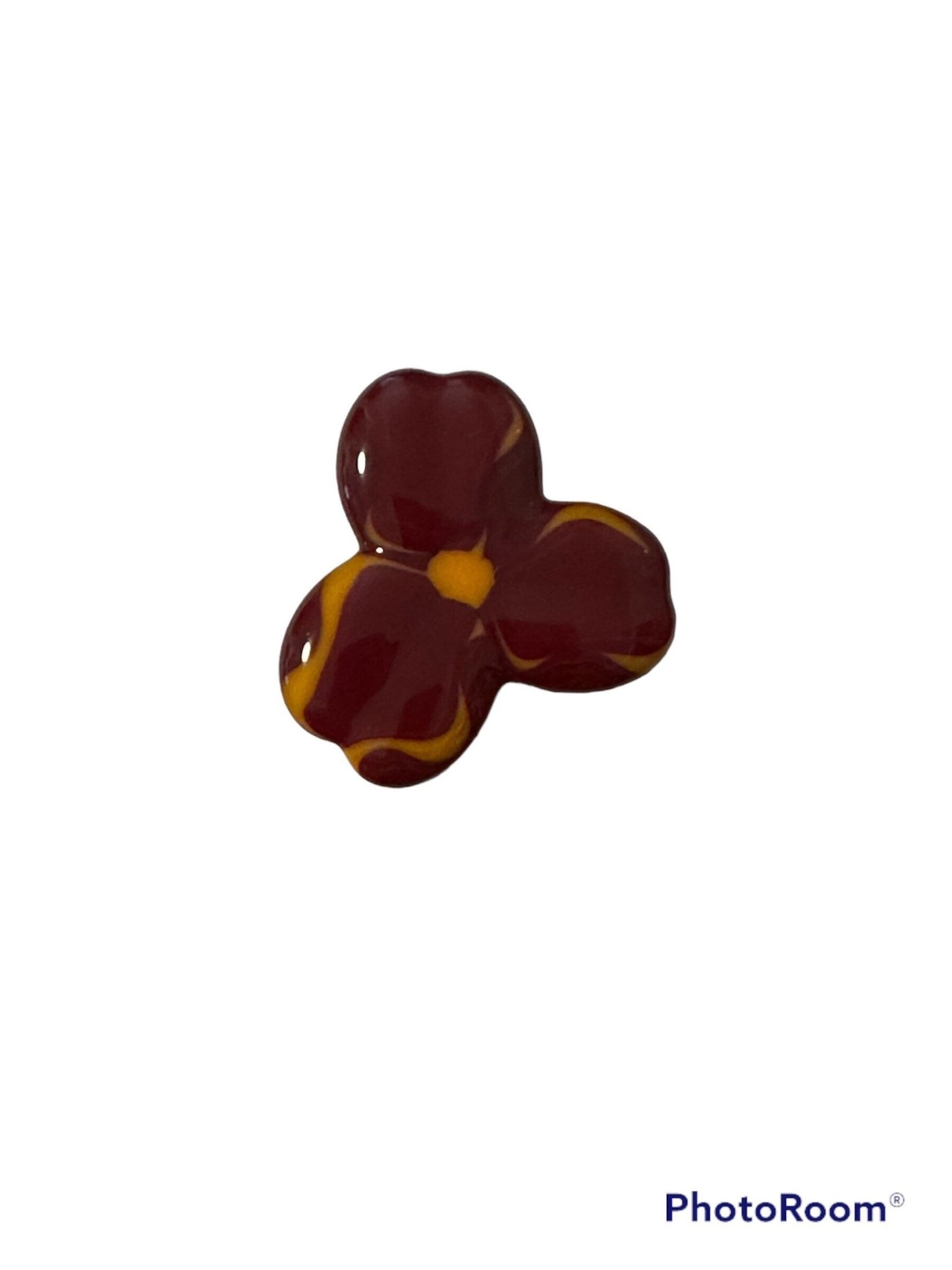 Burgundy Trillium Flower - Custom Glass Cabinet Hardware - Ann Ivory Studios