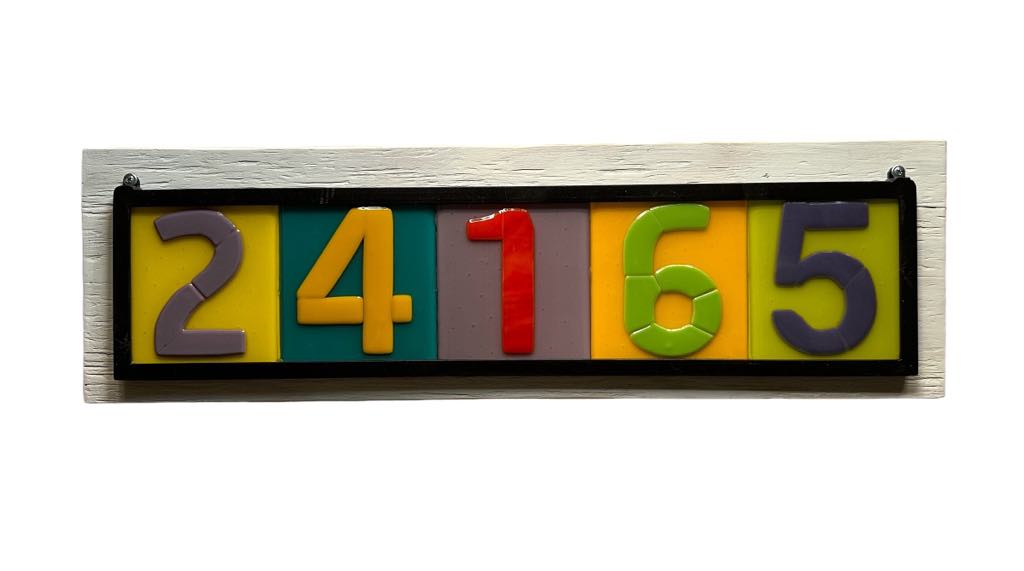 Colorful Glass Address Sign - 3 to 5 Numbers - Ann Ivory Studios