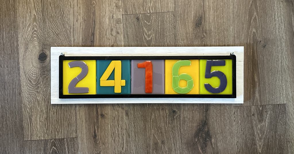 Colorful Glass Address Sign - 3 to 5 Numbers - Ann Ivory Studios