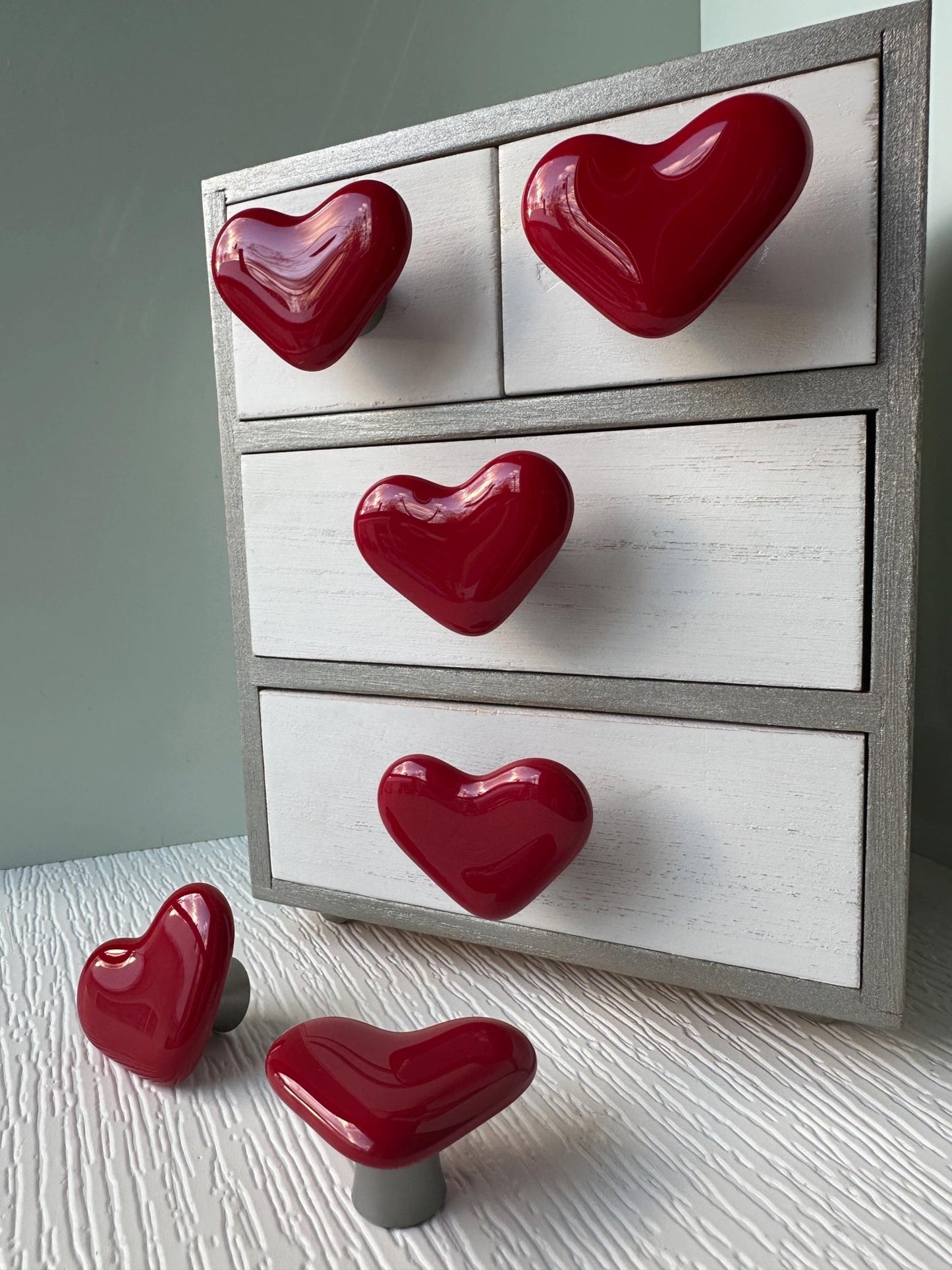 Heart Throb Knob, Glass Red Heart Knob, Handmade in USA - Ann Ivory Studios