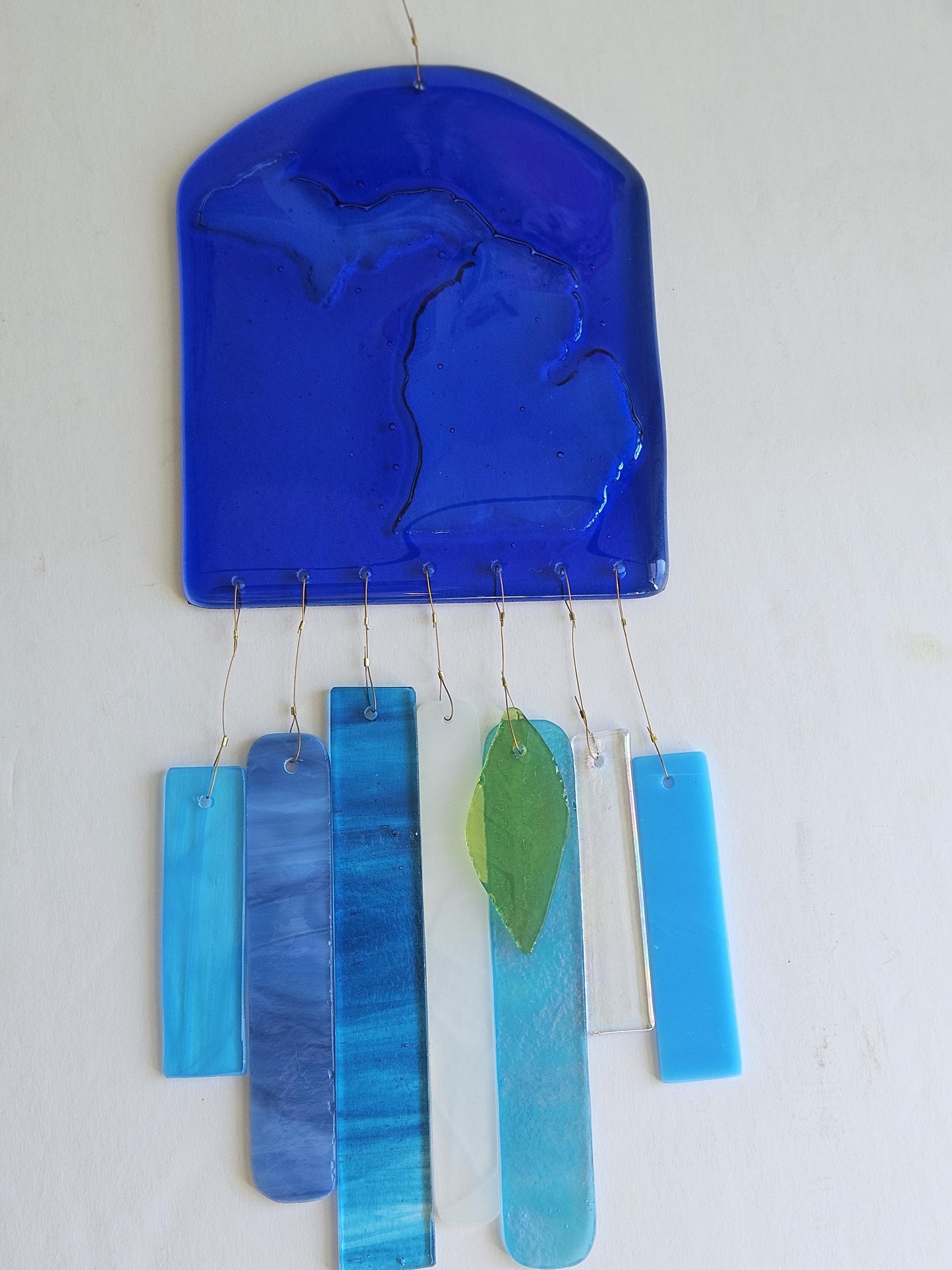 Glass Wind Chimes - State of Michigan - High Quality Colorful Outdoor Decor and Garden Gifts - Made in USA