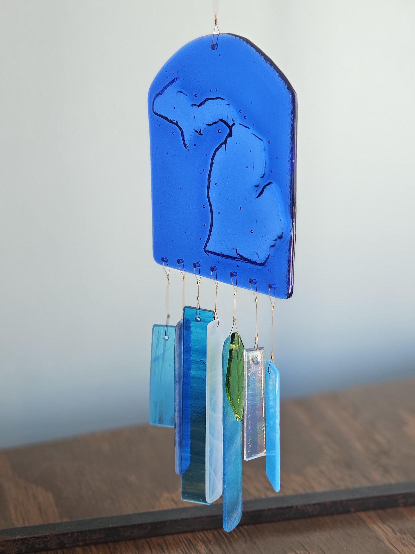 Glass Wind Chimes - State of Michigan - High Quality Colorful Outdoor Decor and Garden Gifts - Made in USA