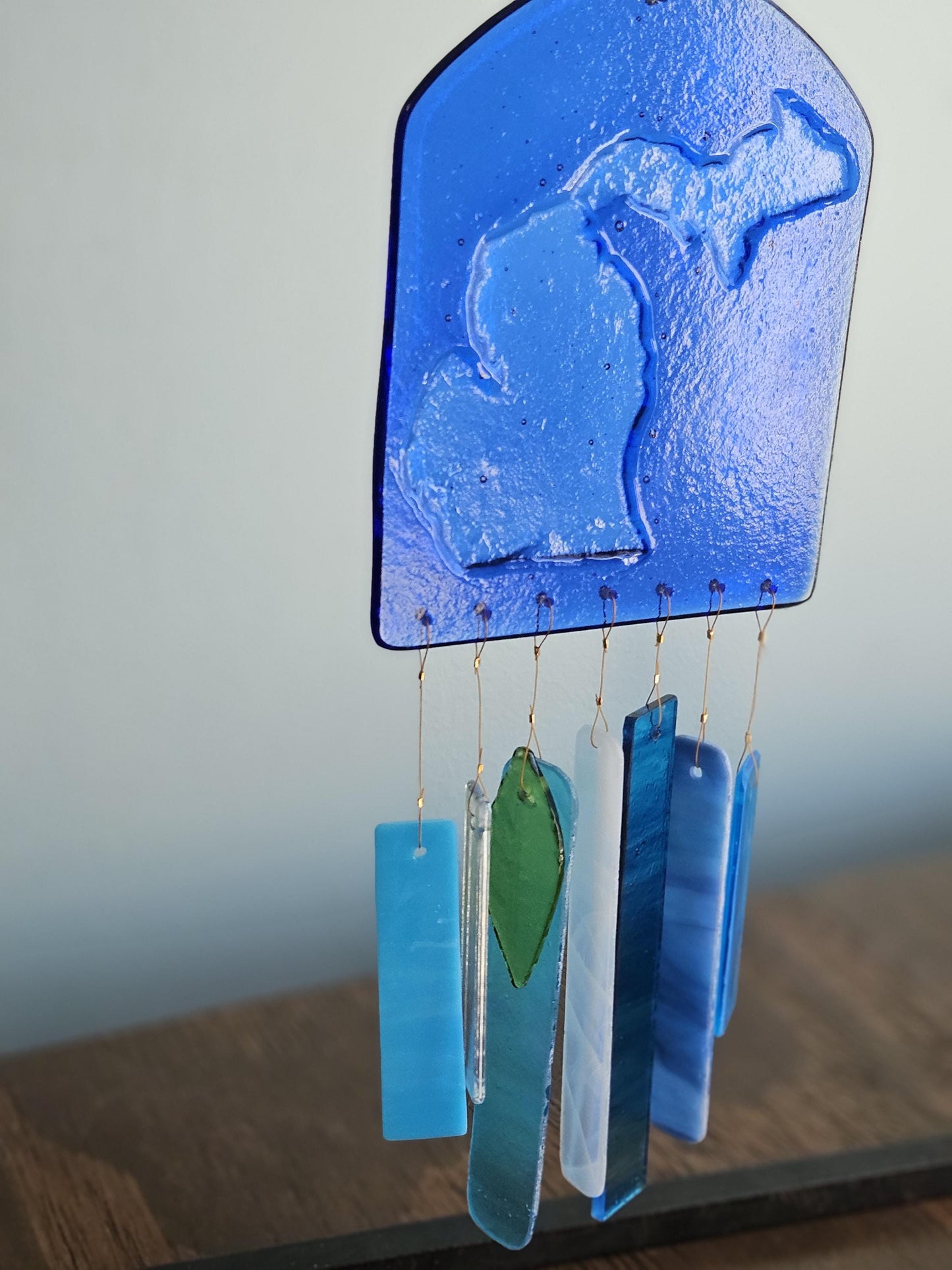 Glass Wind Chimes - State of Michigan - High Quality Colorful Outdoor Decor and Garden Gifts - Made in USA