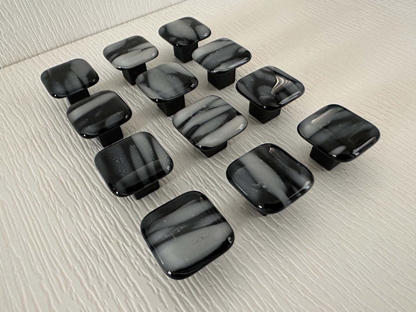 Wisps of Fog on Black Glass, made in USA custom cabinet knobs