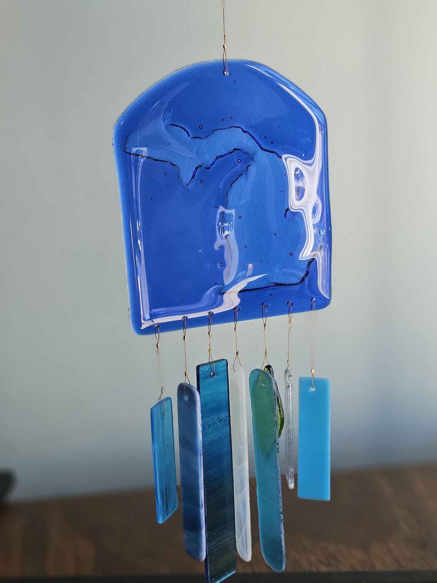 Glass Wind Chimes - State of Michigan - High Quality Colorful Outdoor Decor and Garden Gifts - Made in USA