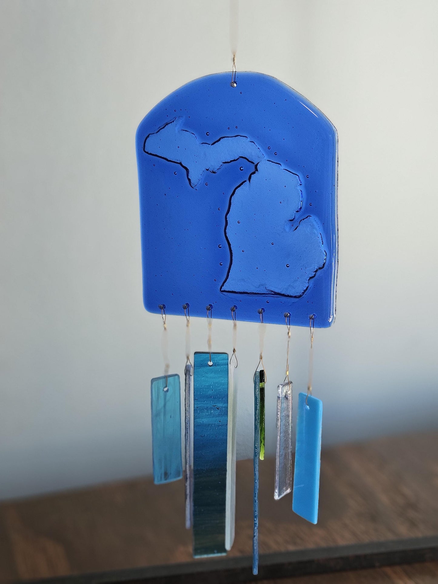 Glass Wind Chimes - State of Michigan - High Quality Colorful Outdoor Decor and Garden Gifts - Made in USA