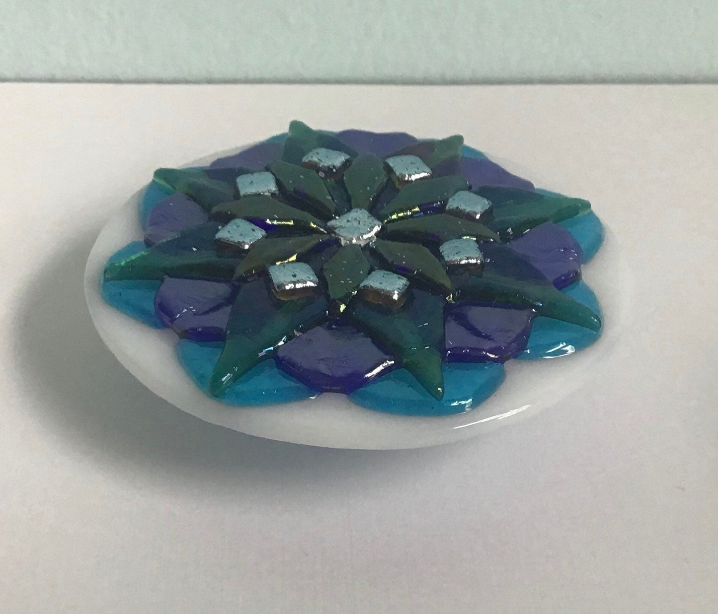 Mandala oversized glass cabinet knobs, New! Exquisitly detailed jewel colors, extra large knobs - Ann Ivory Studios