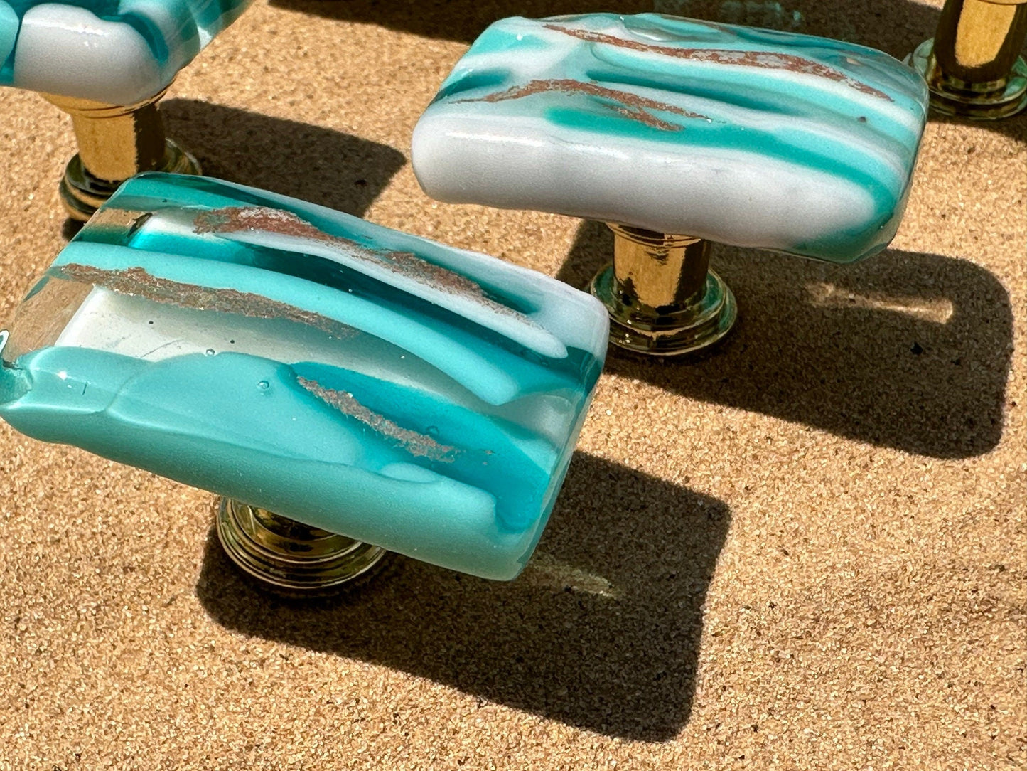 Misty Seas - Custom Glass Cabinet Knob and Pull - Ann Ivory Studios