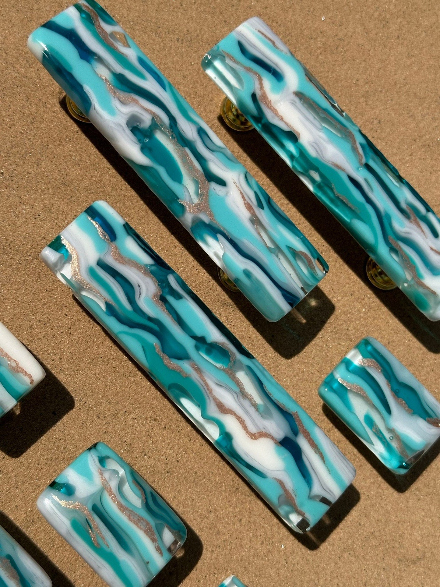 Misty Seas - Custom Glass Cabinet Knob and Pull - Ann Ivory Studios