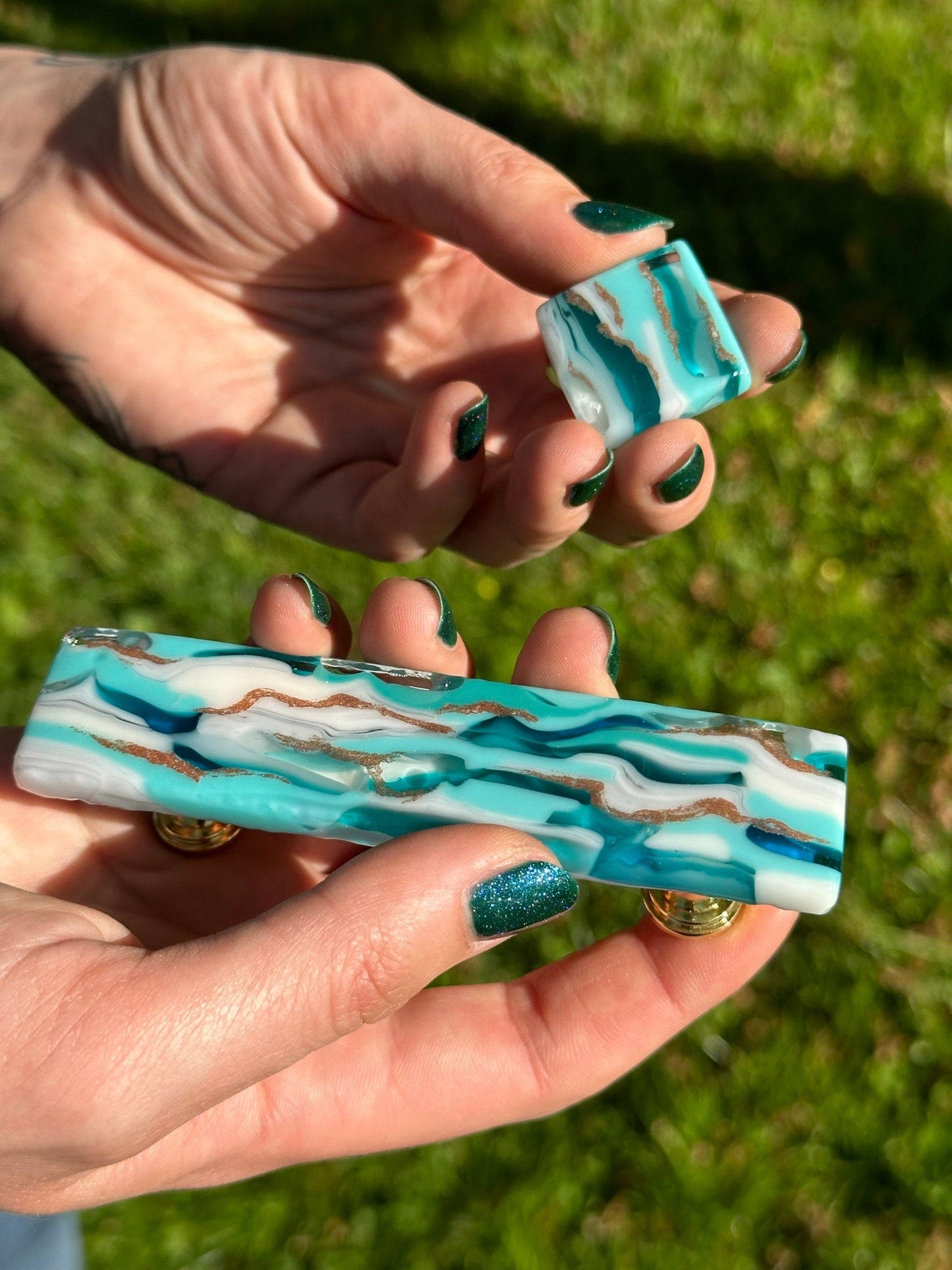 Misty Seas - Custom Glass Cabinet Knob and Pull - Ann Ivory Studios