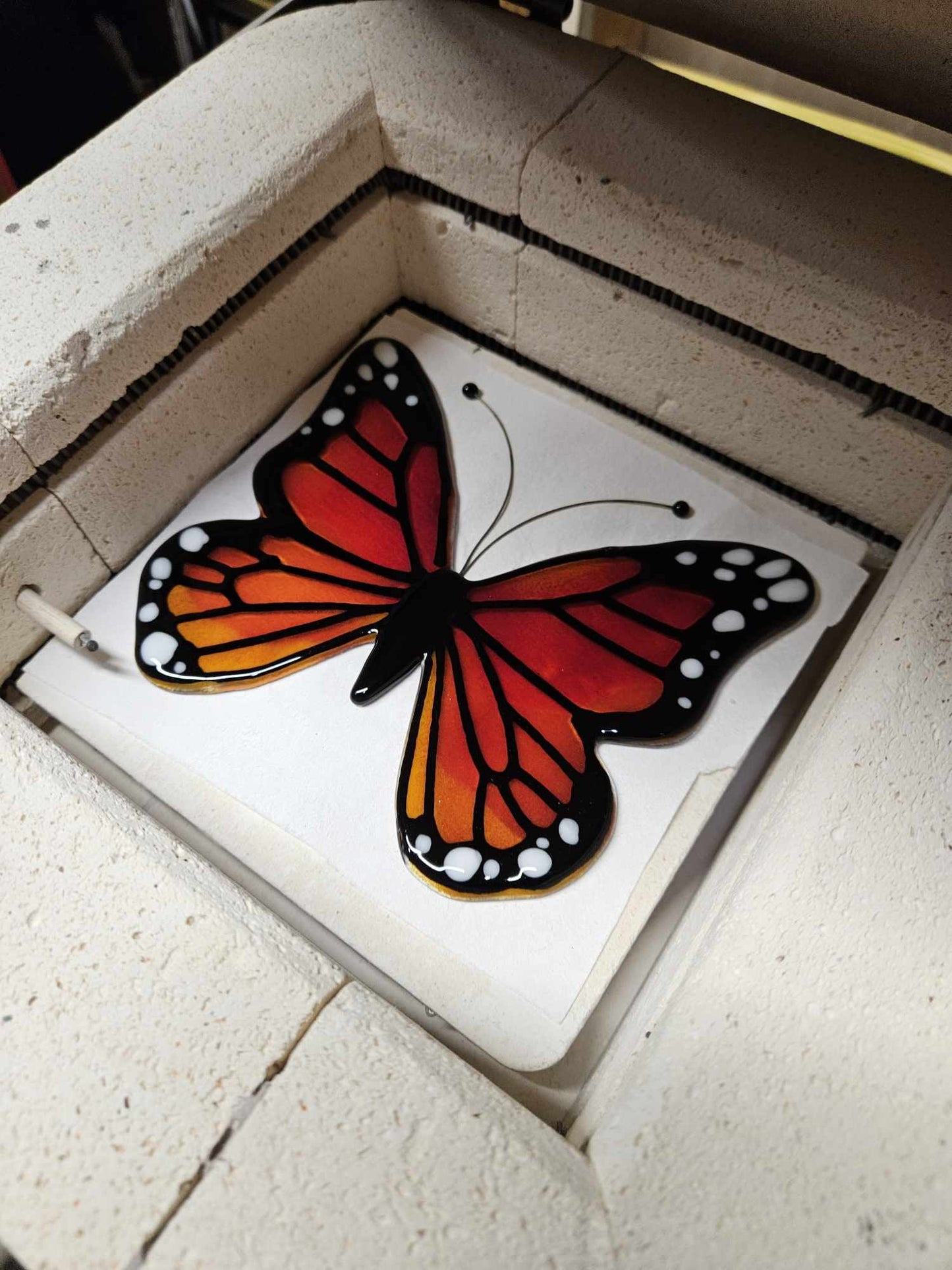 Monarch Butterfly - Hanging Fused Glass Art - Ann Ivory Studios