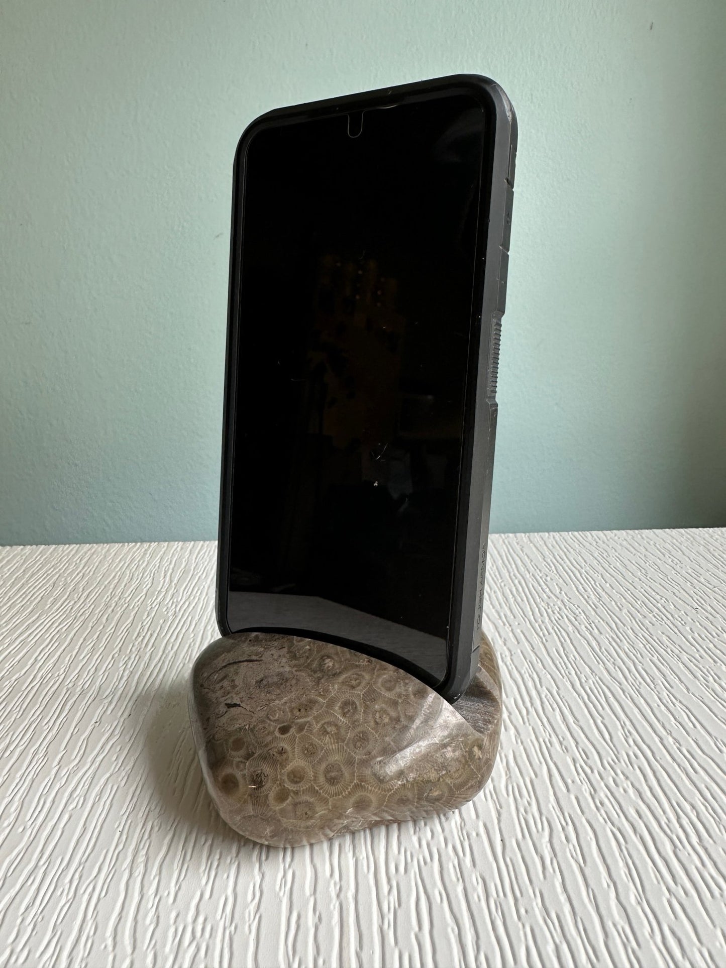 Petoskey Stone - Michigan Natural Stone Phone Holder - Ann Ivory Studios