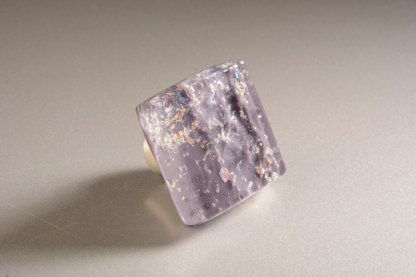 Plum Fairy - Custom Purple Sparkly Glass Cabinet Knob - Ann Ivory Studios