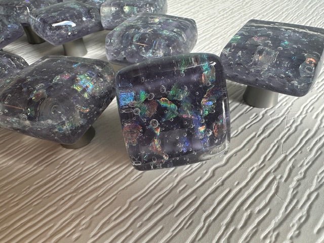 Plum Fairy - Custom Purple Sparkly Glass Cabinet Knob - Ann Ivory Studios