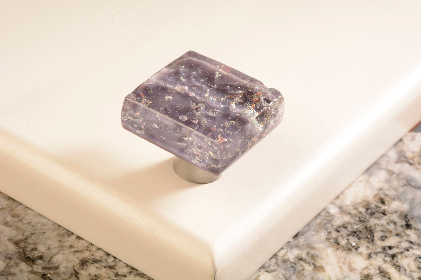 Plum Fairy - Custom Purple Sparkly Glass Cabinet Knob - Ann Ivory Studios