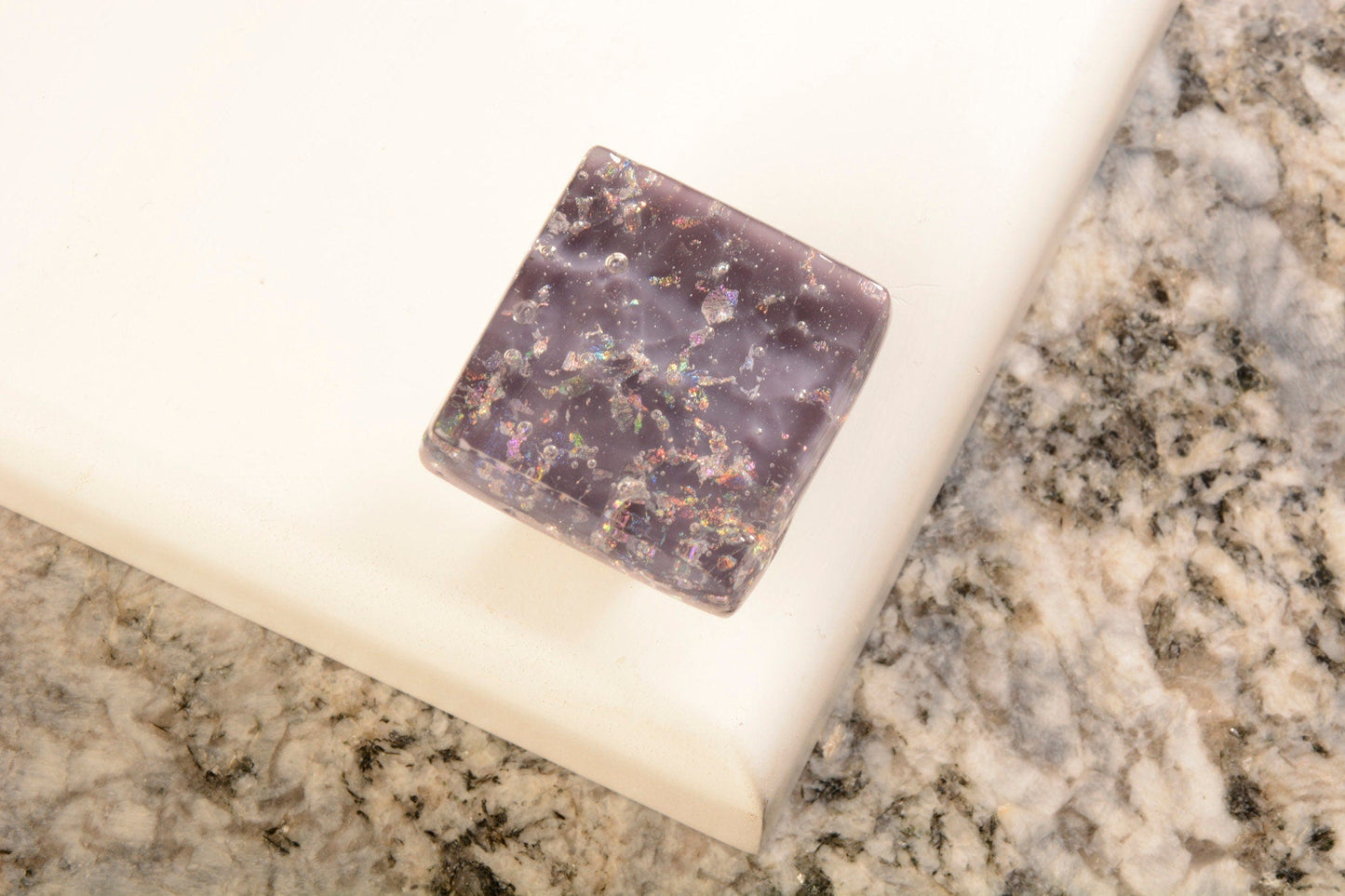 Plum Fairy - Custom Purple Sparkly Glass Cabinet Knob - Ann Ivory Studios