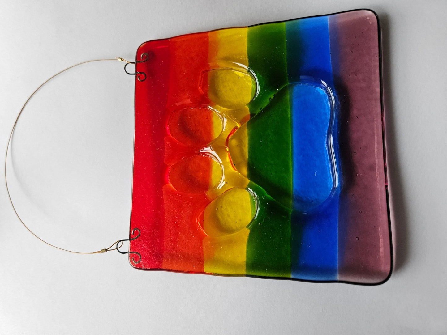 Rainbow Paw Print Suncatcher - Garden Art - Ann Ivory Studios