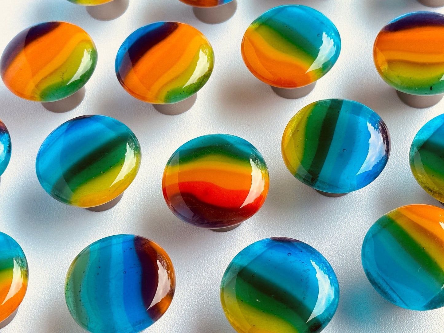 Rainbows - Custom Glass Cabinet Hardware - Ann Ivory Studios
