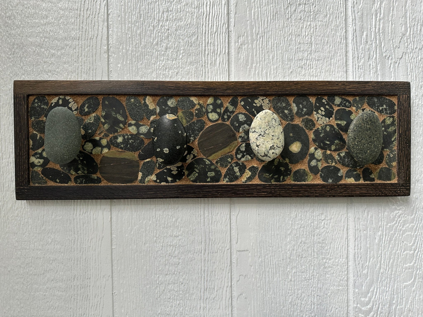 Rock Coat Rack - Basalt Sliced Lake Stone - Ann Ivory Studios