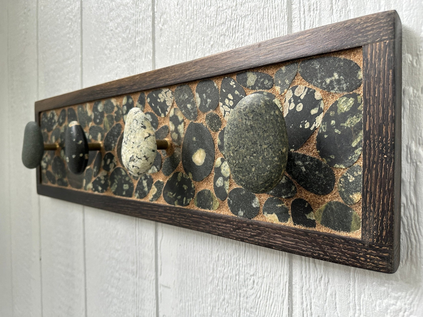 Rock Coat Rack - Basalt Sliced Lake Stone - Ann Ivory Studios