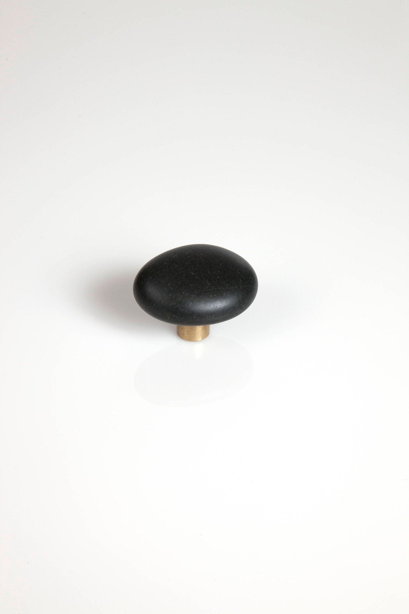 One singular Stone Cabinet Knob - Brass Base - Natural Mountain Midnight - Ann Ivory Studios
