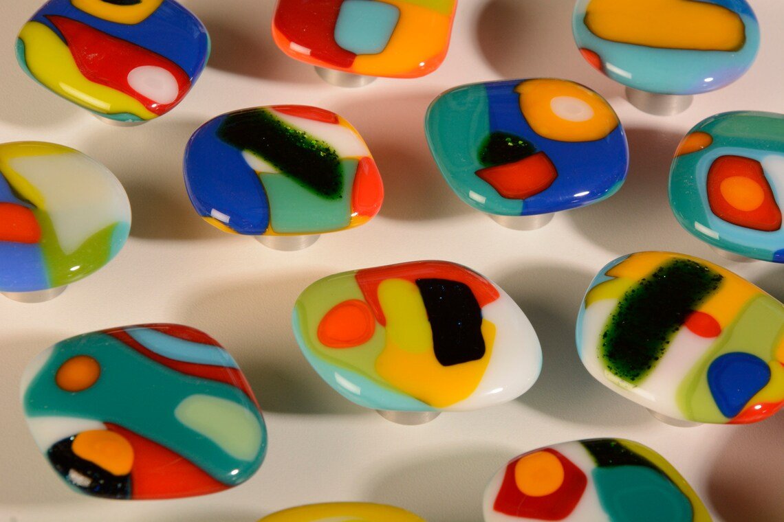 The Happy Knob, ColorForm D - Custom Glass Cabinet Knob and Pull - Ann Ivory Studios