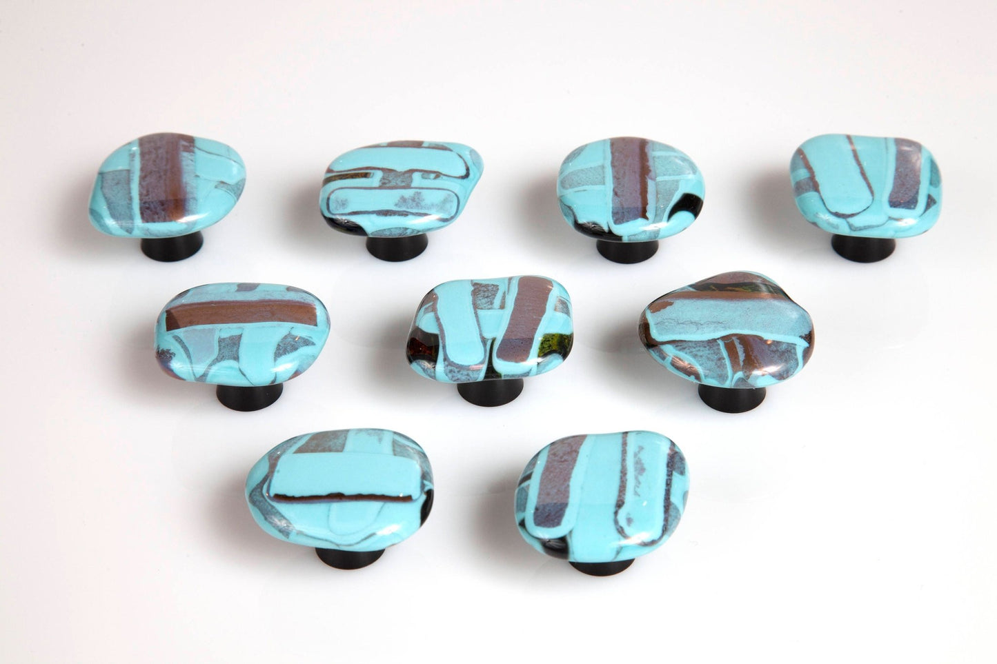 Turquoise Melt - Custom Glass Cabinet Knob - Ann Ivory Studios