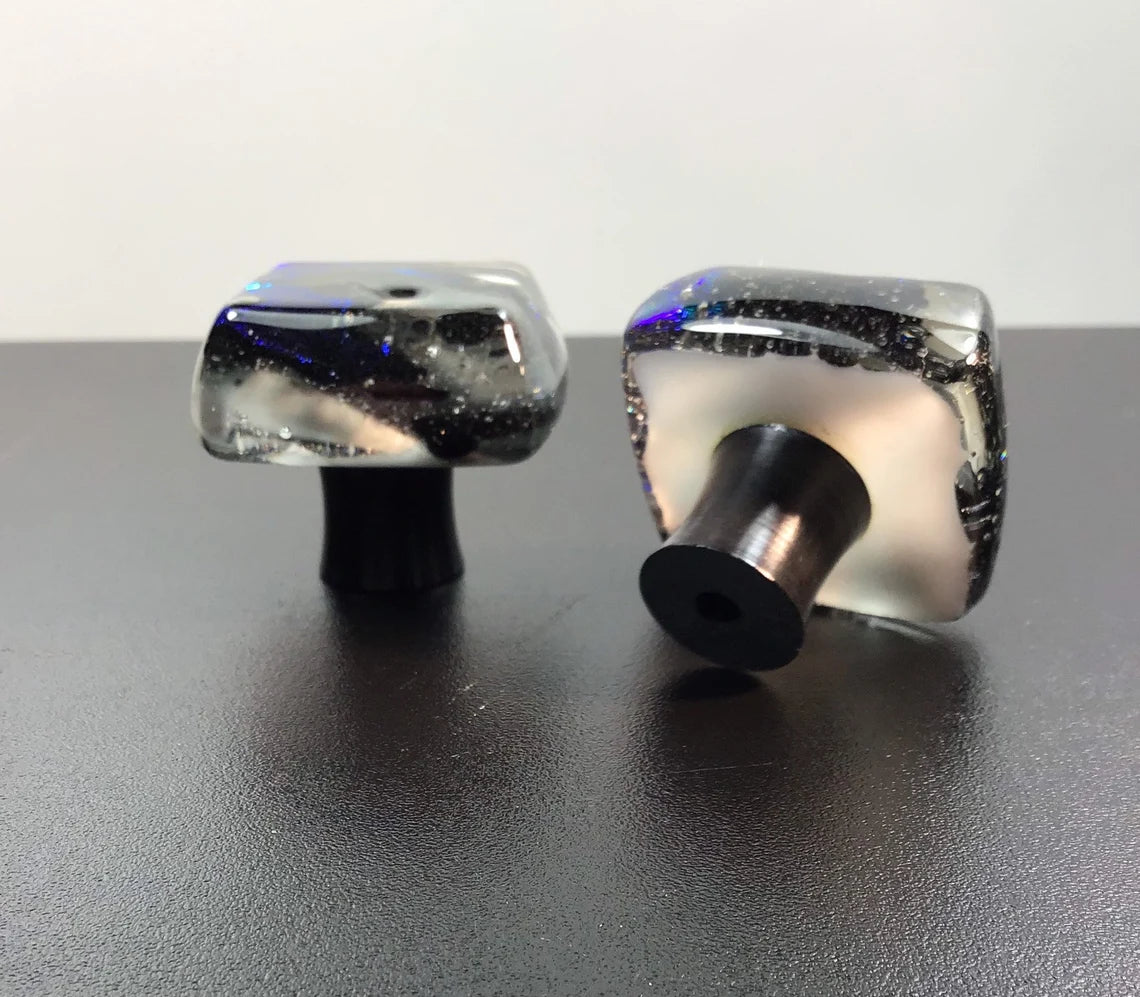 Unique Cabinet Knobs - Peacock Blue - Custom Glass Hardware - Ann Ivory Studios