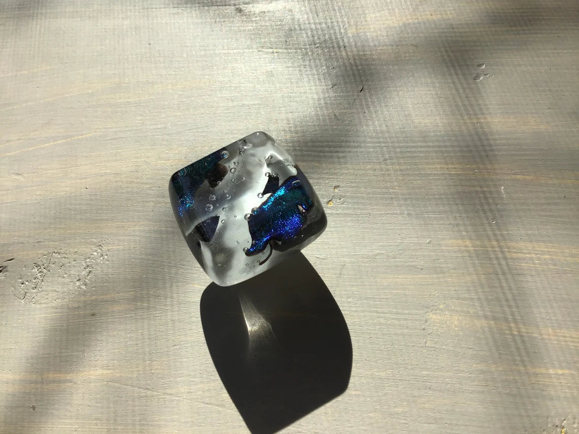 Unique Cabinet Knobs - Peacock Blue - Custom Glass Hardware - Ann Ivory Studios