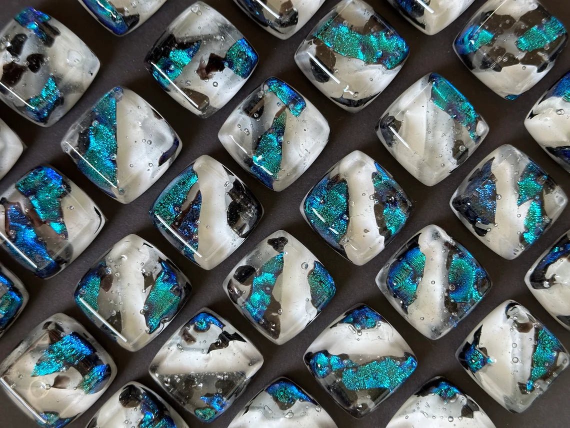 Unique Cabinet Knobs - Peacock Blue - Custom Glass Hardware - Ann Ivory Studios