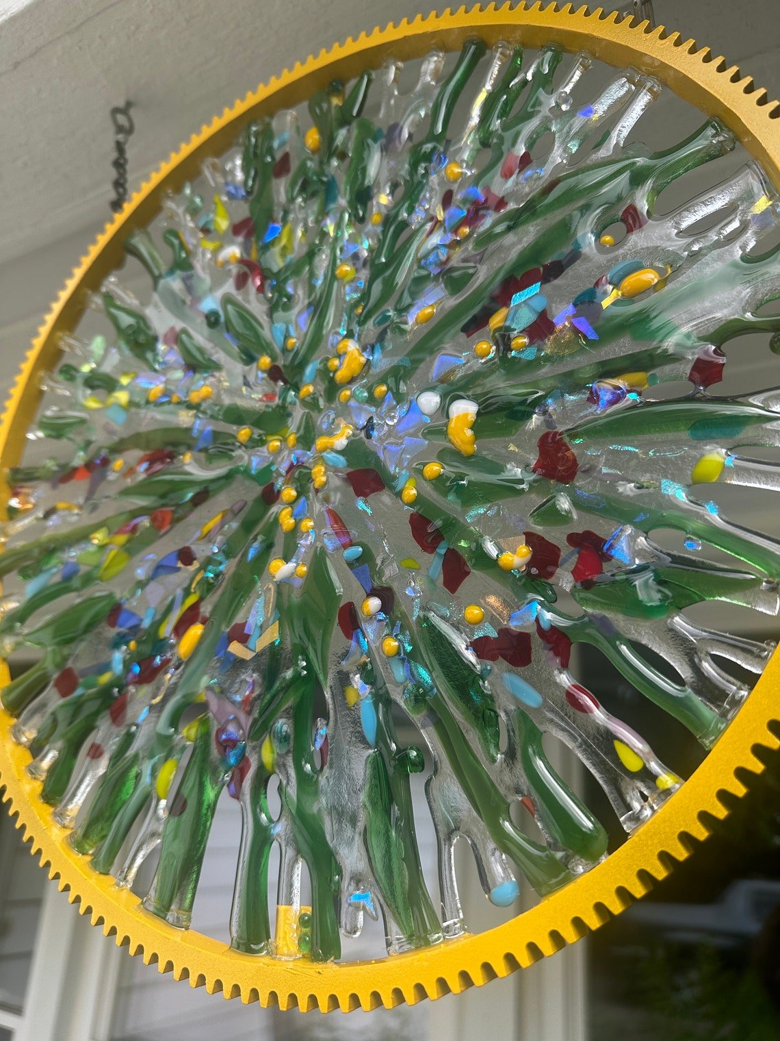 Wildflower Meadow fused glass 14” Sungear - Ann Ivory Studios