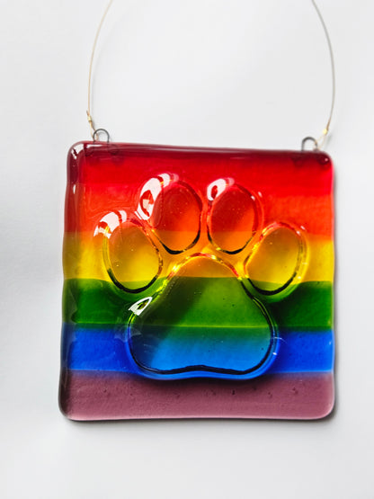 Rainbow Paw Print Suncatcher - Garden Art