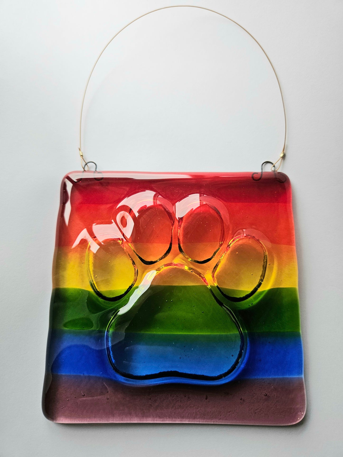 Rainbow Paw Print Suncatcher - Garden Art