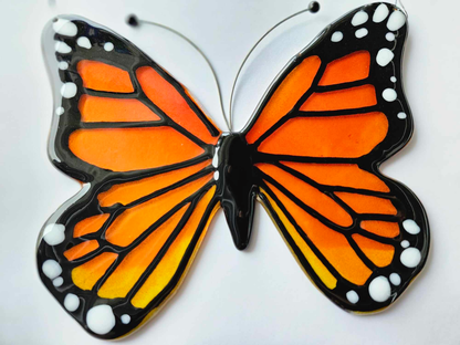 Monarch Butterfly - Hanging Fused Glass Art