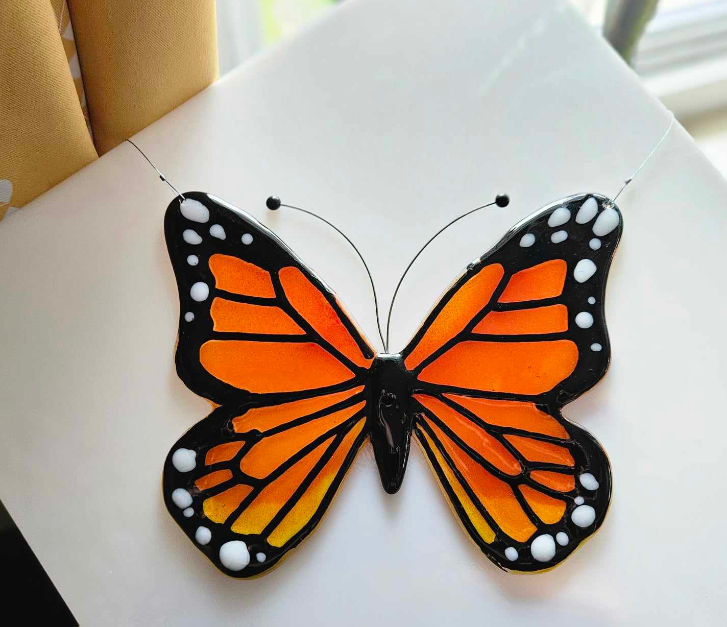 Monarch Butterfly - Hanging Fused Glass Art