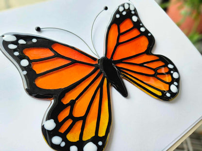 Monarch Butterfly - Hanging Fused Glass Art