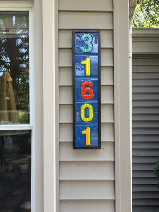 Custom Address Sign - Colorful Glass - 3 to 5 Numbers