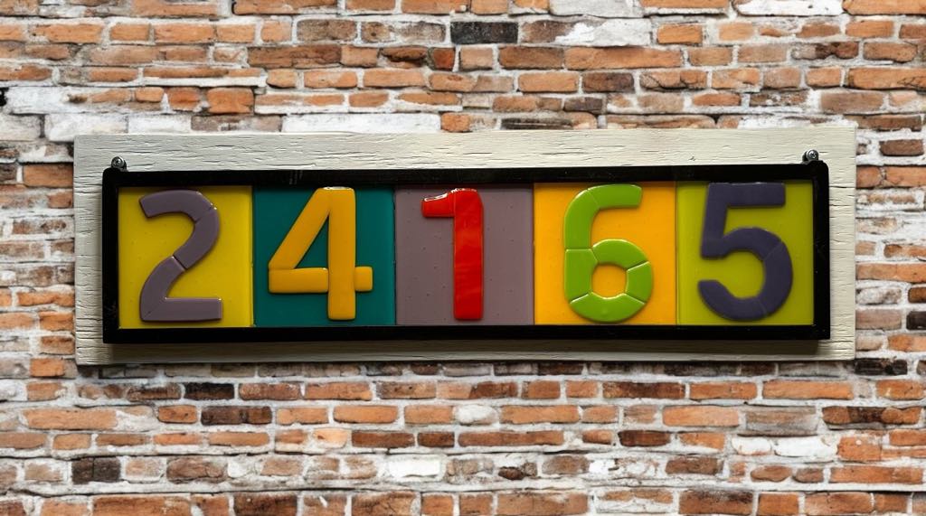 Colorful Glass Address Sign - 3 to 5 Numbers