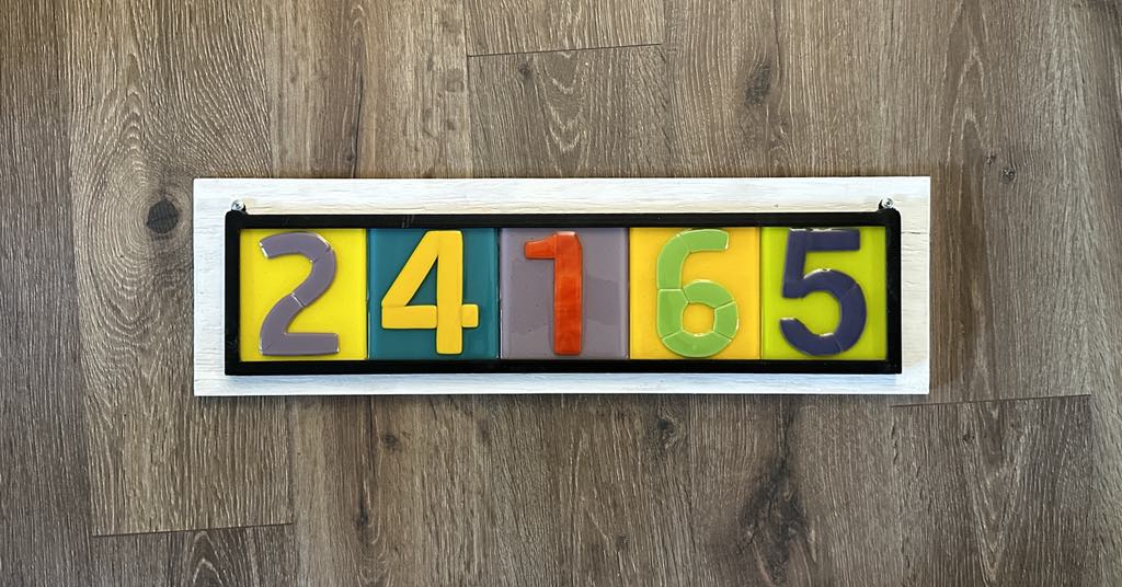 Colorful Glass Address Sign - 3 to 5 Numbers