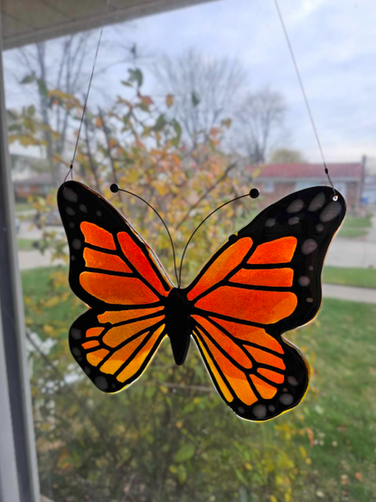 Monarch Butterfly - Hanging Fused Glass Art