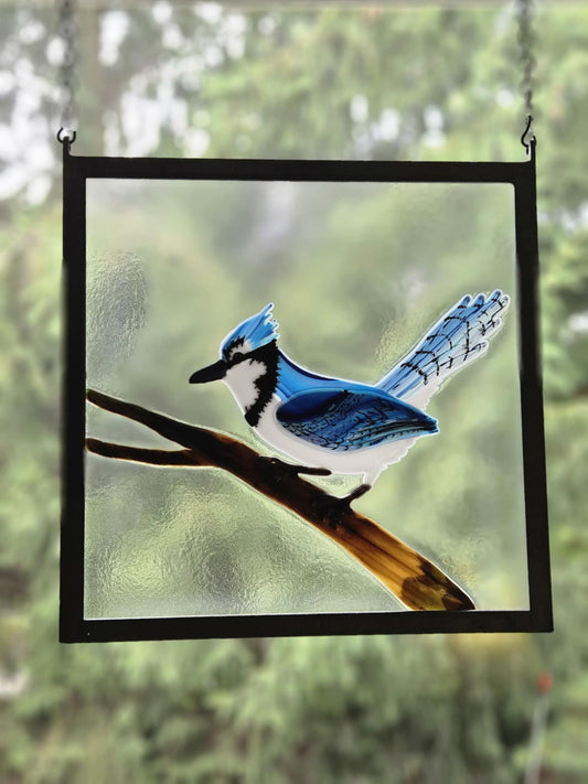 Blue Jay Window Panel - Ann Ivory Studios